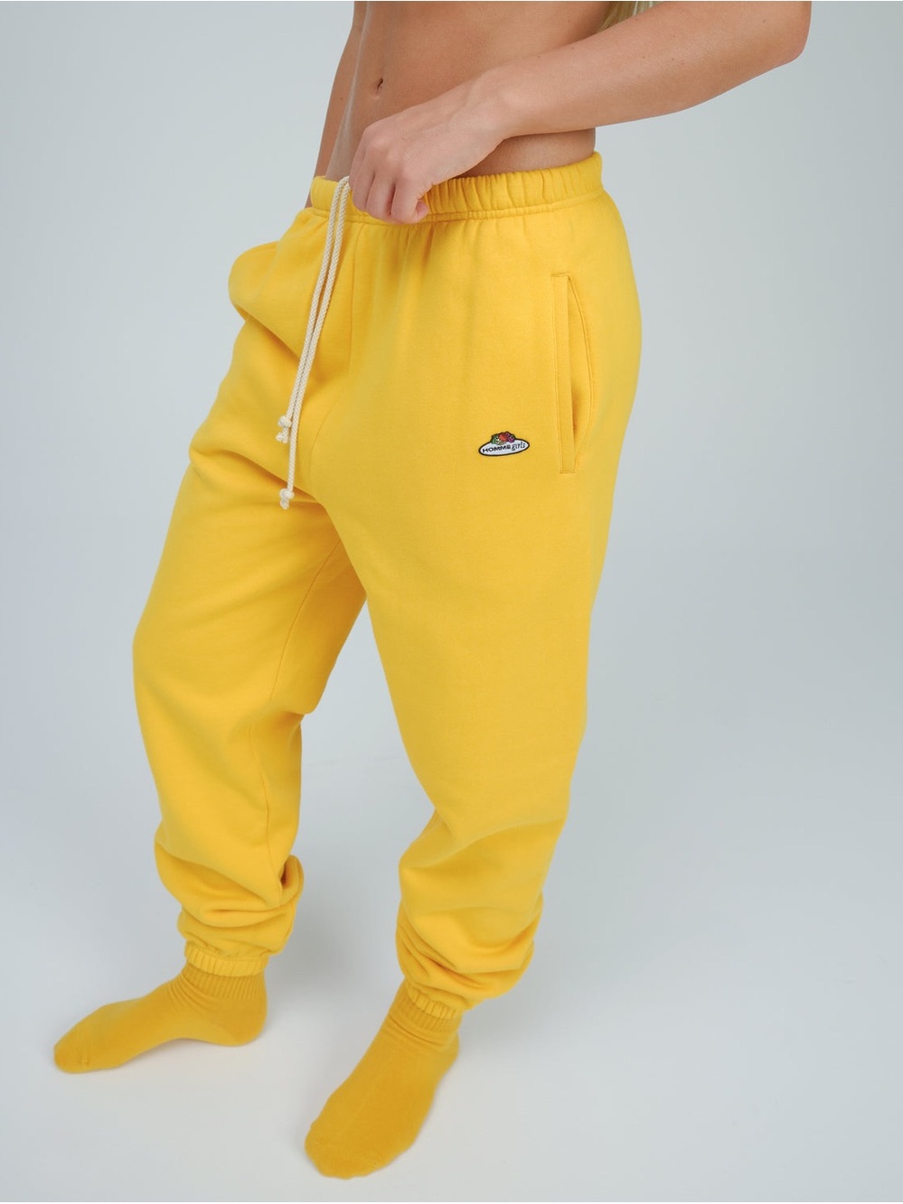 HommeGirls x Fruit Of The Loom Sweatpants in Yellow L NWT